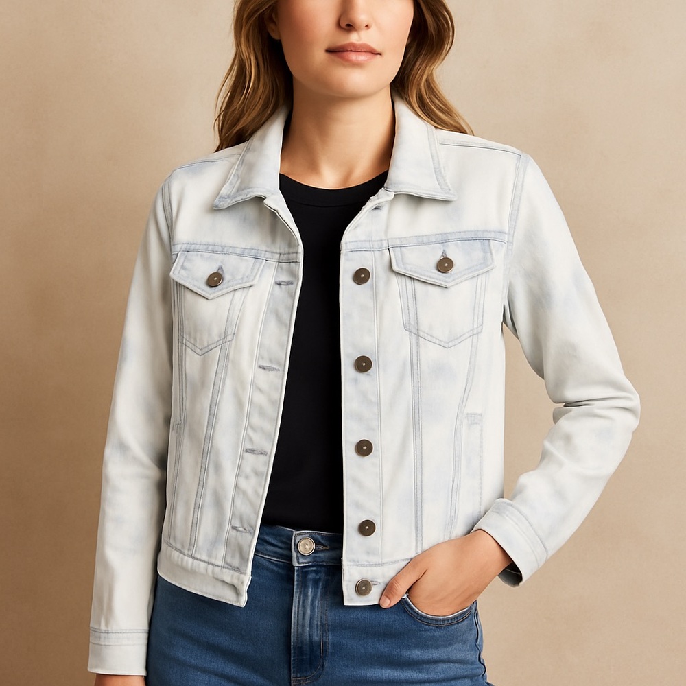 LOFT Bleached Light Wash Denim Jacket – Size M